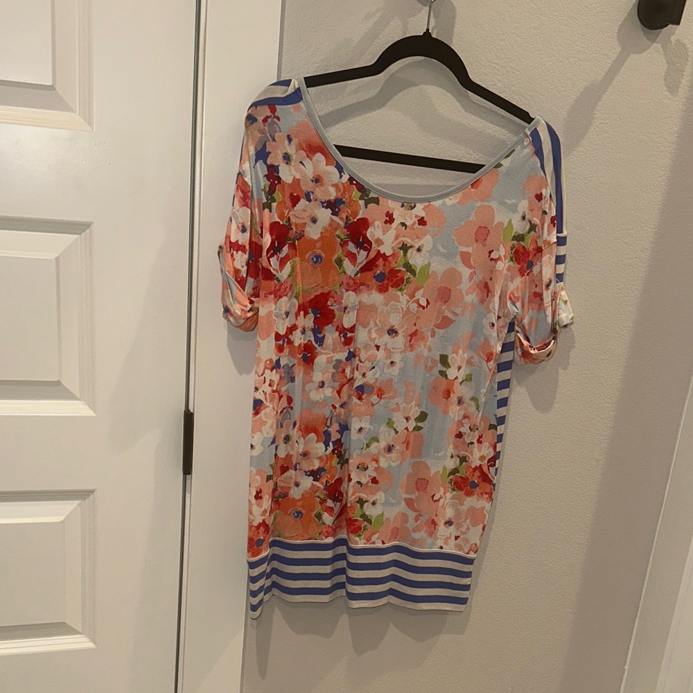 EUC Women’s Matilda Jane Floral Striped Blouse Flower Floral Size M Medium